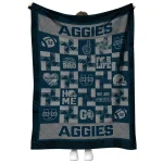 utah state aggies helmet heart navy quilt blanket best selling