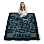 utah state aggies helmet heart navy quilt blanket best selling