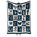 utah state aggies mickey mouse motif navy white quilt blanket best selling