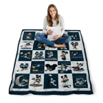 utah state aggies mickey mouse motif navy white quilt blanket best selling