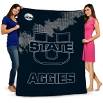utah state aggies paint trail navy quilt blanket best selling
