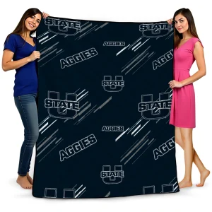 utah state aggies sketch lines navy quilt blanket best selling