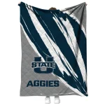utah state aggies stroke art navy white quilt blanket best selling