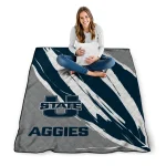 utah state aggies stroke art navy white quilt blanket best selling