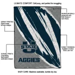 utah state aggies stroke art navy white quilt blanket best selling