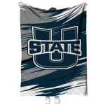utah state aggies wild lines navy white quilt blanket best selling