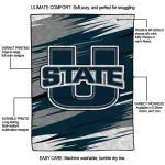 utah state aggies wild lines navy white quilt blanket best selling