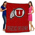 utah utes brick grid red quilt blanket best selling
