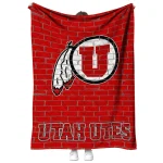 utah utes brick grid red quilt blanket best selling