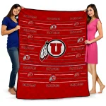 utah utes handdrawn stripes red quilt blanket best selling
