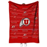 utah utes handdrawn stripes red quilt blanket best selling