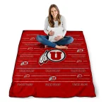 utah utes handdrawn stripes red quilt blanket best selling