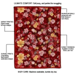 utah utes hibiscus foliage red quilt blanket best selling