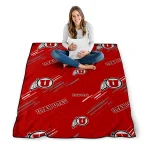 utah utes sketch lines red quilt blanket best selling