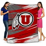 utah utes wild lines red white quilt blanket best selling