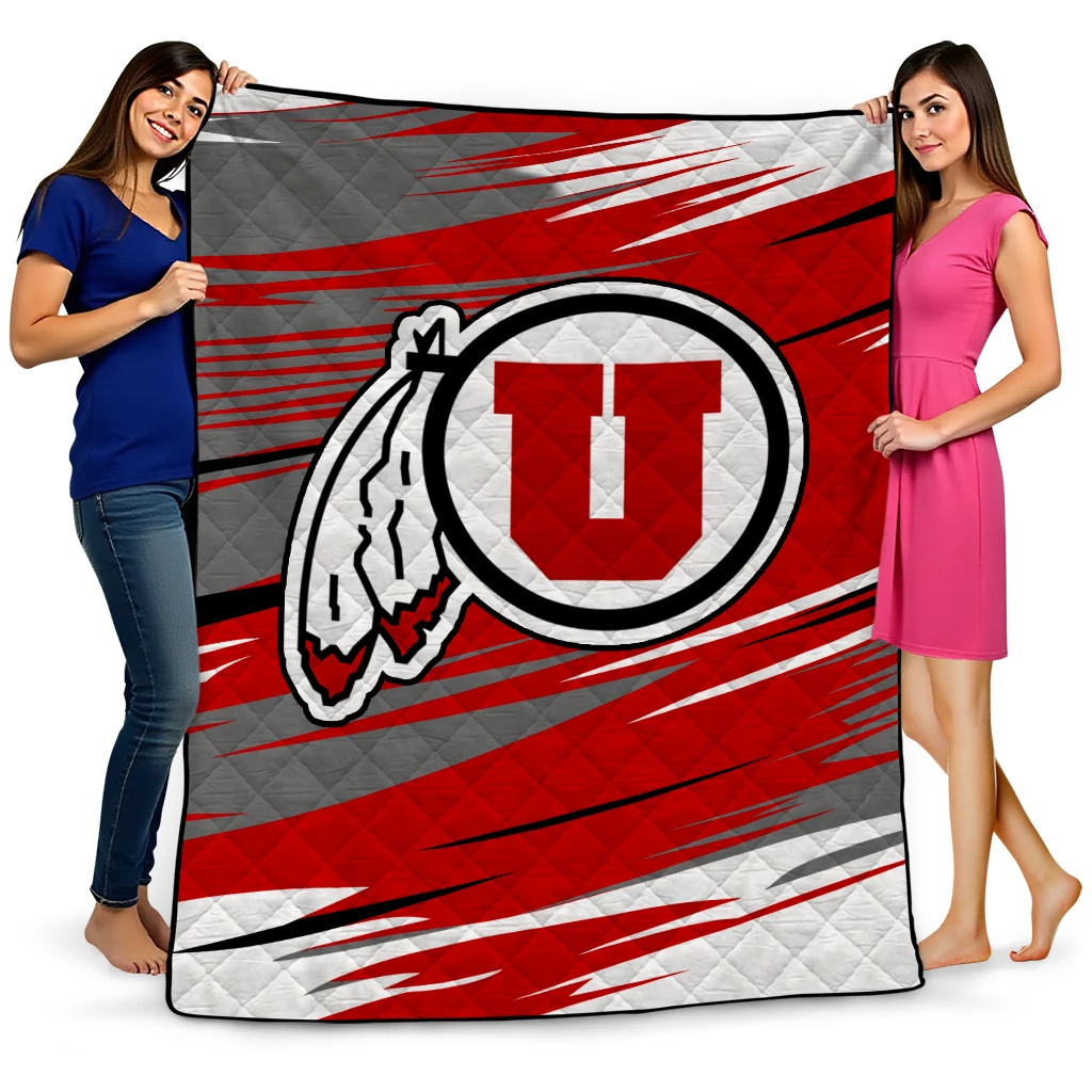 utah utes wild lines red white quilt blanket best selling