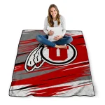 utah utes wild lines red white quilt blanket best selling