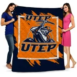 utep miners block border blue quilt blanket best selling