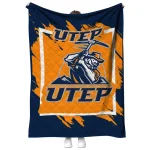 utep miners block border blue quilt blanket best selling