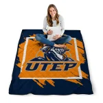 utep miners block border blue quilt blanket best selling