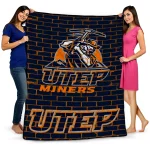 utep miners brick grid blue quilt blanket best selling