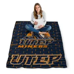 utep miners brick grid blue quilt blanket best selling