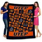 utep miners helmet heart blue quilt blanket best selling
