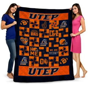 utep miners helmet heart blue quilt blanket best selling