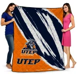 utep miners stroke art blue white quilt blanket best selling