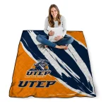 utep miners stroke art blue white quilt blanket best selling