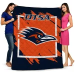 utsa roadrunners block border orange quilt blanket best selling