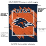 utsa roadrunners block border orange quilt blanket best selling