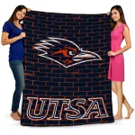 utsa roadrunners brick grid orange quilt blanket best selling
