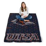 utsa roadrunners brick grid orange quilt blanket best selling