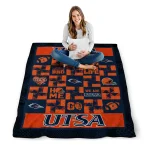 utsa roadrunners helmet heart orange quilt blanket best selling