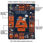 utsa roadrunners snoopy love orange quilt blanket best selling
