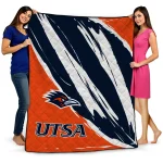 utsa roadrunners stroke art orange white quilt blanket best selling