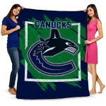 vancouver canucks block border blue quilt blanket best selling