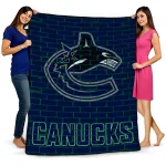 vancouver canucks brick grid blue quilt blanket best selling