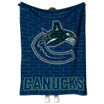 vancouver canucks brick grid blue quilt blanket best selling