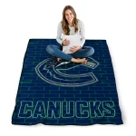 vancouver canucks brick grid blue quilt blanket best selling