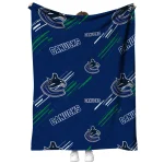 vancouver canucks sketch lines blue quilt blanket best selling