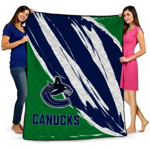 vancouver canucks stroke art blue white quilt blanket best selling