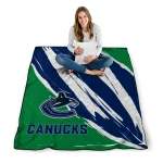 vancouver canucks stroke art blue white quilt blanket best selling