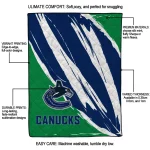 vancouver canucks stroke art blue white quilt blanket best selling