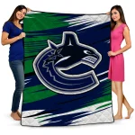 vancouver canucks wild lines blue white quilt blanket best selling