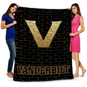 vanderbilt commodores brick grid black quilt blanket best selling
