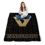vanderbilt commodores brick grid black quilt blanket best selling