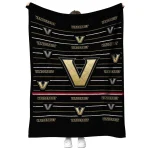 vanderbilt commodores handdrawn stripes black quilt blanket best selling