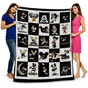 vanderbilt commodores mickey mouse motif black white quilt blanket best selling